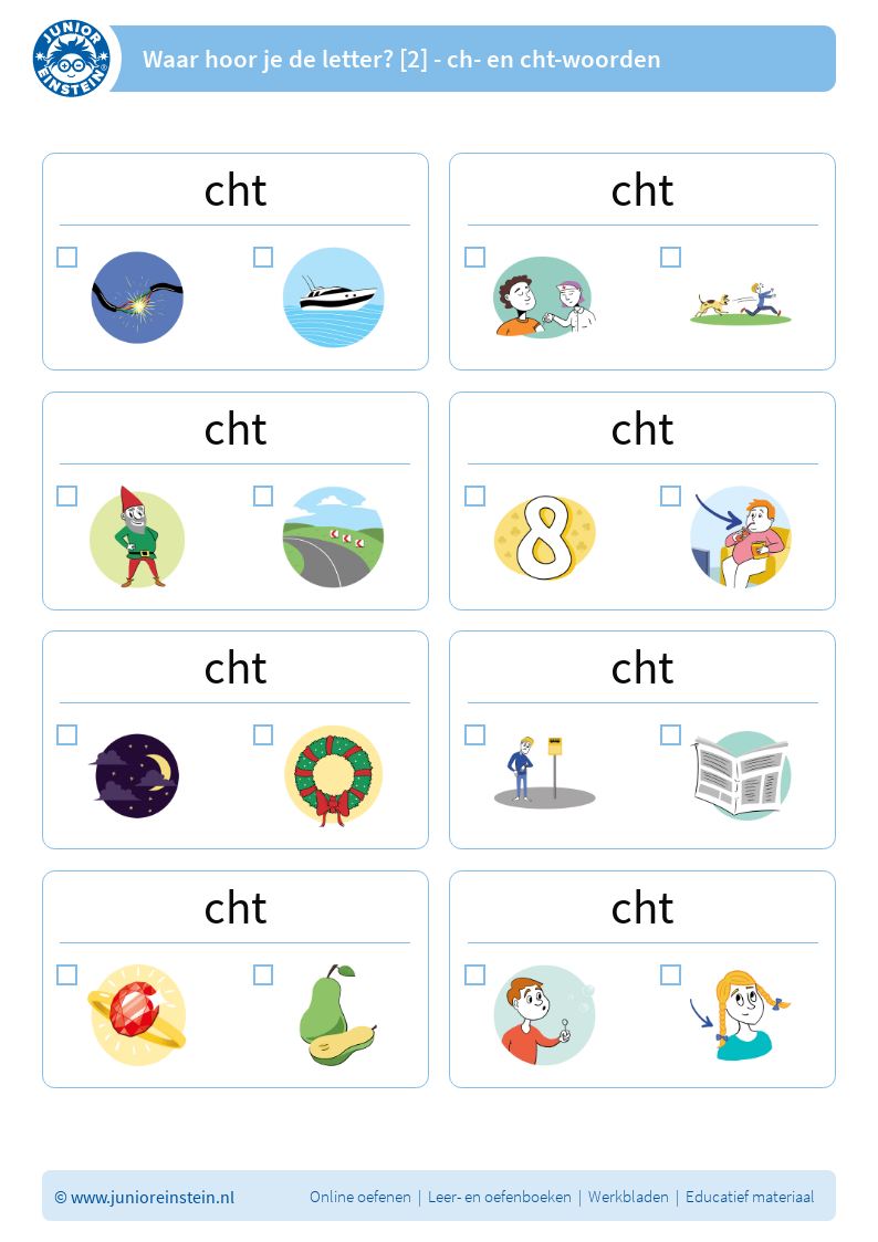 Waar hoor je de letter? [2] - ch- en cht-woorden